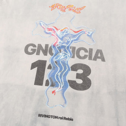 ブリーチ加工 バーニングクロス オーバーサイズ Tシャツ(BURNING CROSS PRINT T-SHIRT)