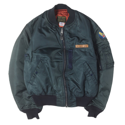 [雰囲気抜群] 90s レザーパッチ付き MA-1 フライトジャケット USA製