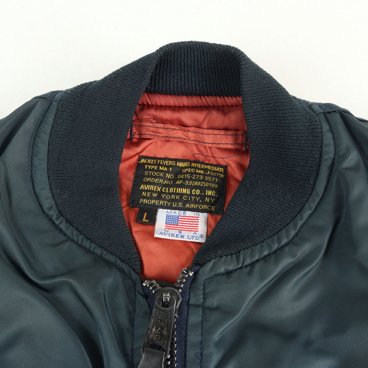 [雰囲気抜群] 90s レザーパッチ付き MA-1 フライトジャケット USA製
