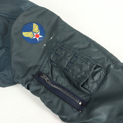 [雰囲気抜群] 90s レザーパッチ付き MA-1 フライトジャケット USA製