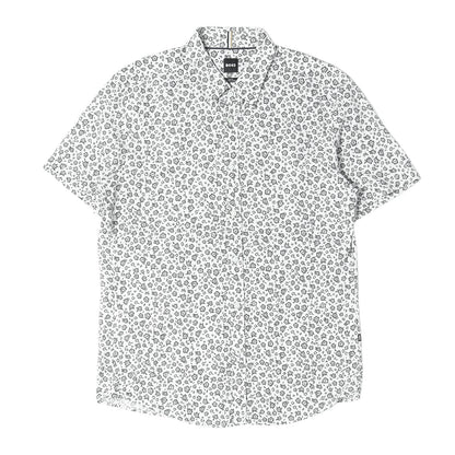 現行タグ フラワー柄 ストレッチリネン 半袖シャツ (SLIM FIT)