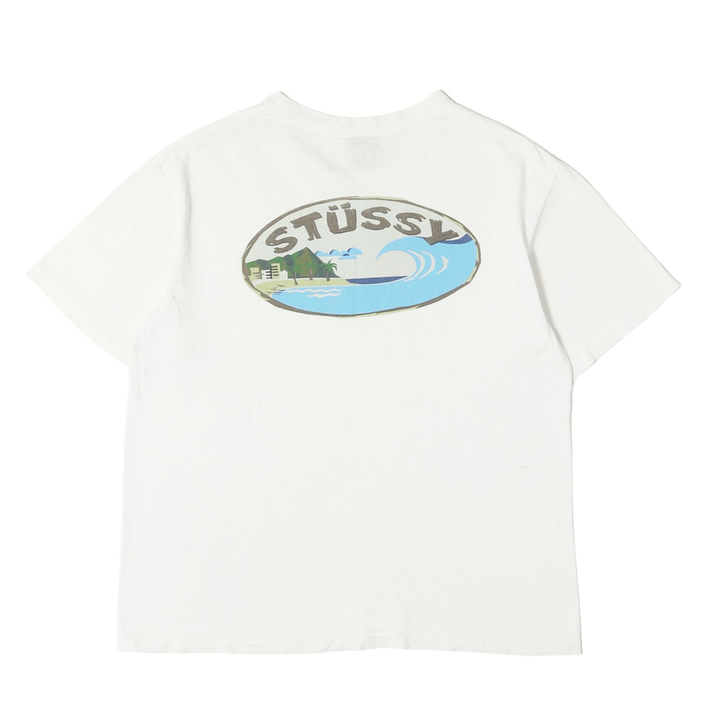 90s OLD STUSSY 紺タグ ビーチグラフィック Tシャツ(USA製)