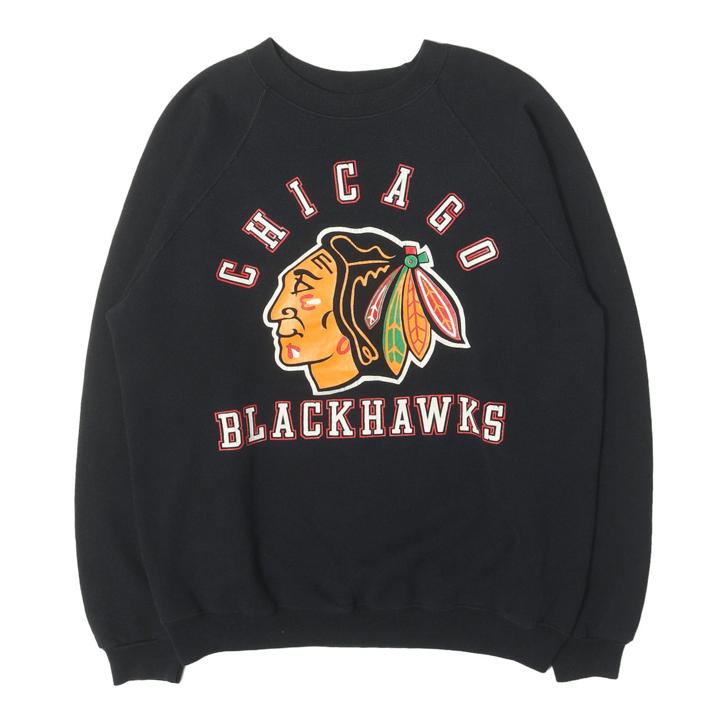 80s NHL シカゴ・ブラックホークス ラグラン クルーネック スウェット / USA製 Hanes