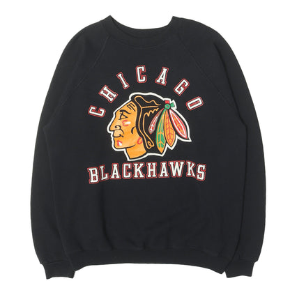 80s NHL シカゴ・ブラックホークス ラグラン クルーネック スウェット / USA製 Hanes