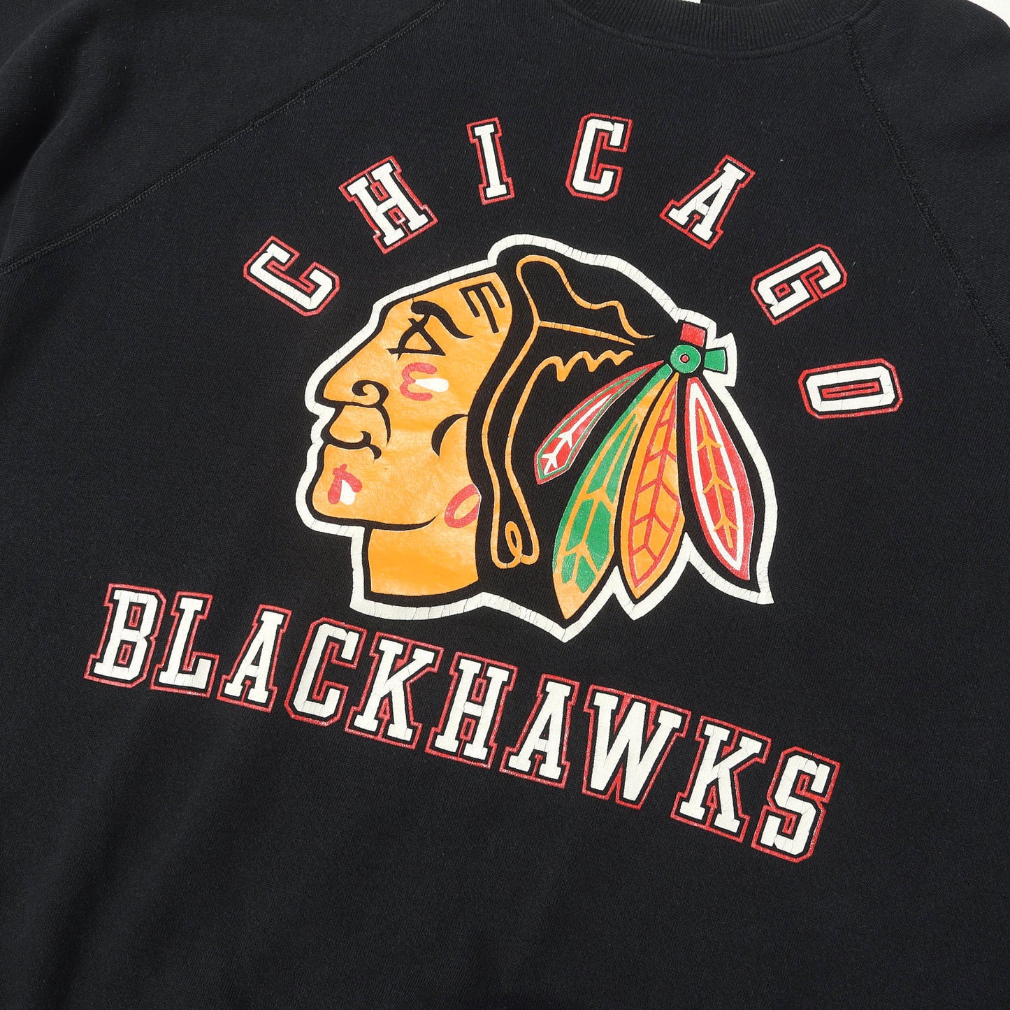 80s NHL シカゴ・ブラックホークス ラグラン クルーネック スウェット / USA製 Hanes