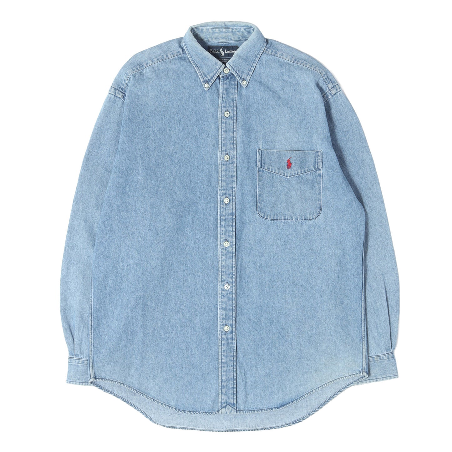 [希少 人気モデル] 90s ワンポイント刺繍 デニム BD ボタンシャツ (BIG SHIRT) RALPH LAUREN
