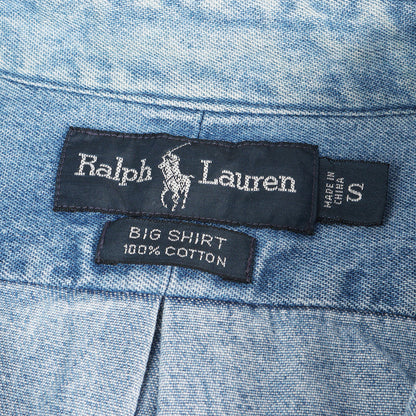 [希少 人気モデル] 90s ワンポイント刺繍 デニム BD ボタンシャツ (BIG SHIRT) RALPH LAUREN