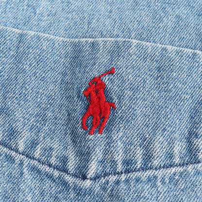 [希少 人気モデル] 90s ワンポイント刺繍 デニム BD ボタンシャツ (BIG SHIRT) RALPH LAUREN