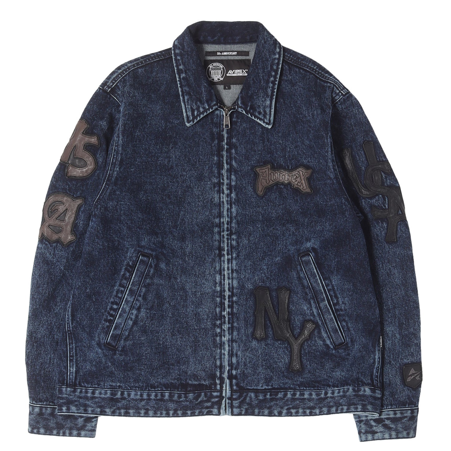 25AW 50周年記念 レザーパッチ ジップ デニムジャケット (50TH LEATHER PATCH DENIM JACKET)