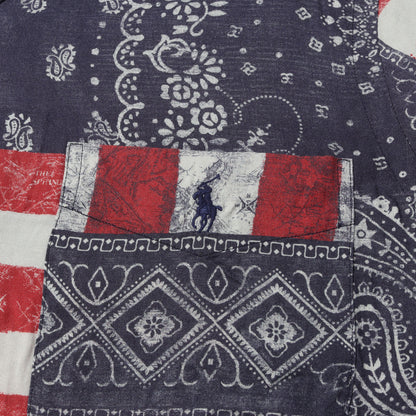 [現行モデル] 星条旗 バンダナ パッチワーク オープンカラー レーヨン 半袖シャツ (Patchwork Print Camp Shirt)
