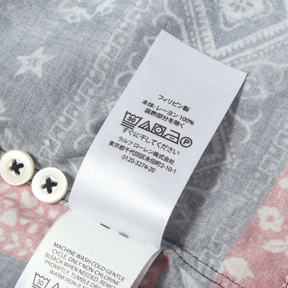 [現行モデル] 星条旗 バンダナ パッチワーク オープンカラー レーヨン 半袖シャツ (Patchwork Print Camp Shirt)