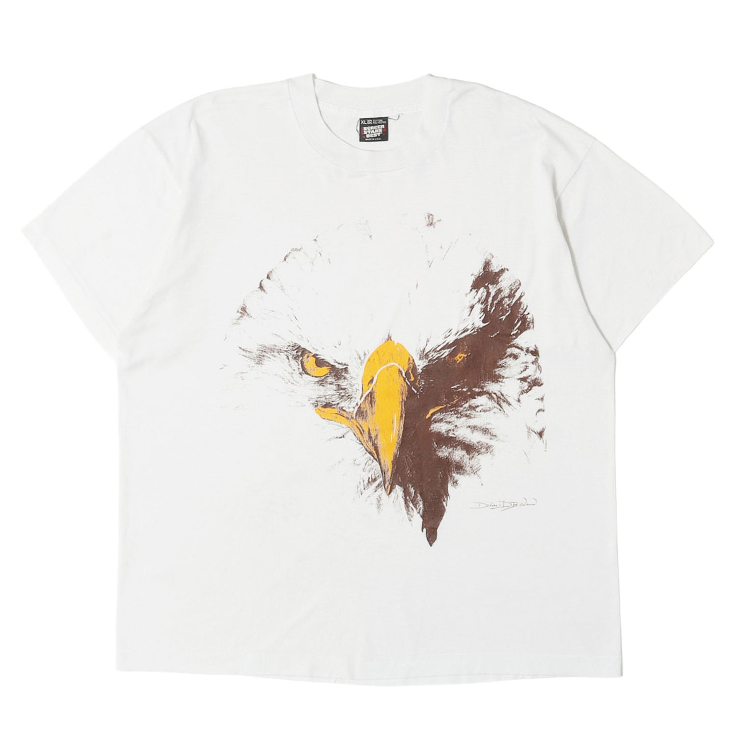 90s Diane D. B. Owens イーグル ビッグフェイス プリント Tシャツ / USA製 SCREEN STARS