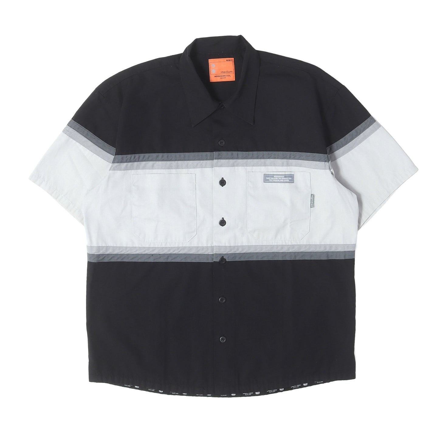 90s パネルボーダー T/C ワーク 半袖シャツ