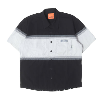 90s パネルボーダー T/C ワーク 半袖シャツ
