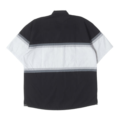 90s パネルボーダー T/C ワーク 半袖シャツ