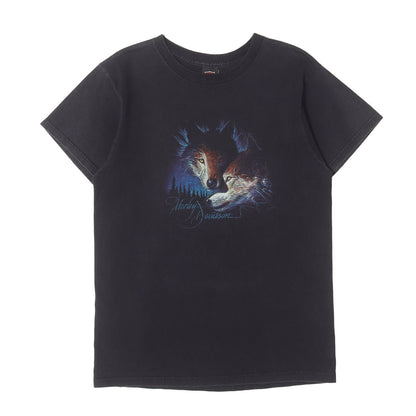 [Goodフェード] 90s 両面プリント ウルフ シールドエンブレム Tシャツ USA製
