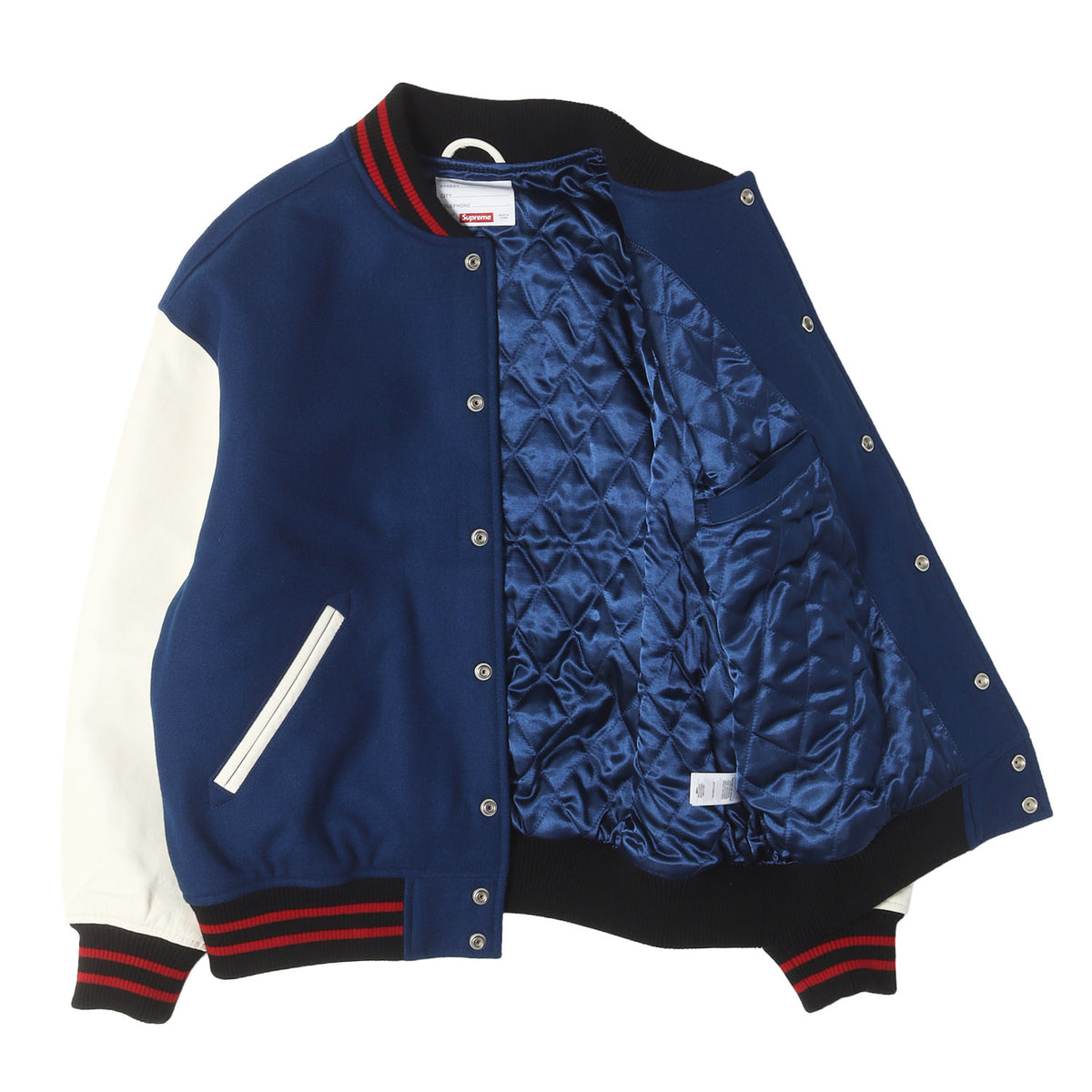24SS ウェーブ 袖レザー メルトン スタジャン / バーシティジャケット(Wave Varsity Jacket)