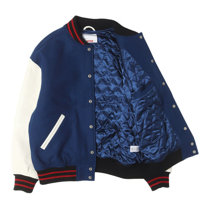24SS ウェーブ 袖レザー メルトン スタジャン / バーシティジャケット(Wave Varsity Jacket)