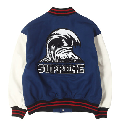 24SS ウェーブ 袖レザー メルトン スタジャン / バーシティジャケット(Wave Varsity Jacket)