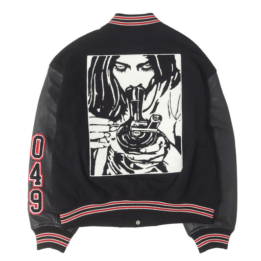 24AW ×HYSTERIC GLAMOUR 袖レザー メルトン バーシティジャケット / スタジャン(Varsity Jacket)