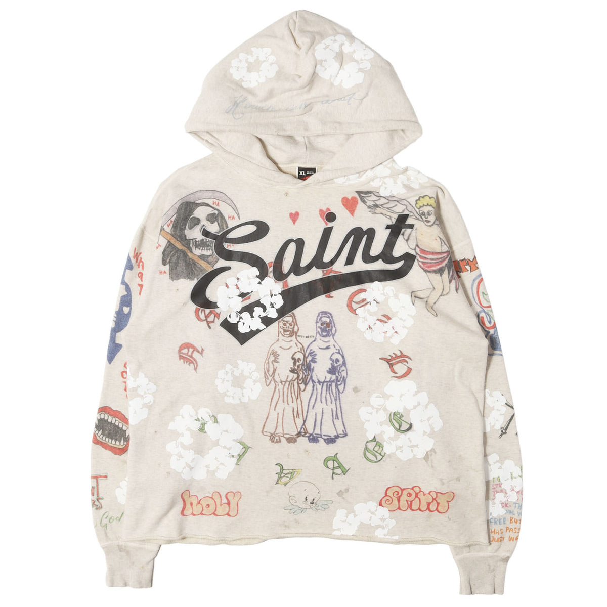 22SS ×DENIM TEARS ヴィンテージ加工 スウェットパーカー(HOODIE / GREENAFFITTI)