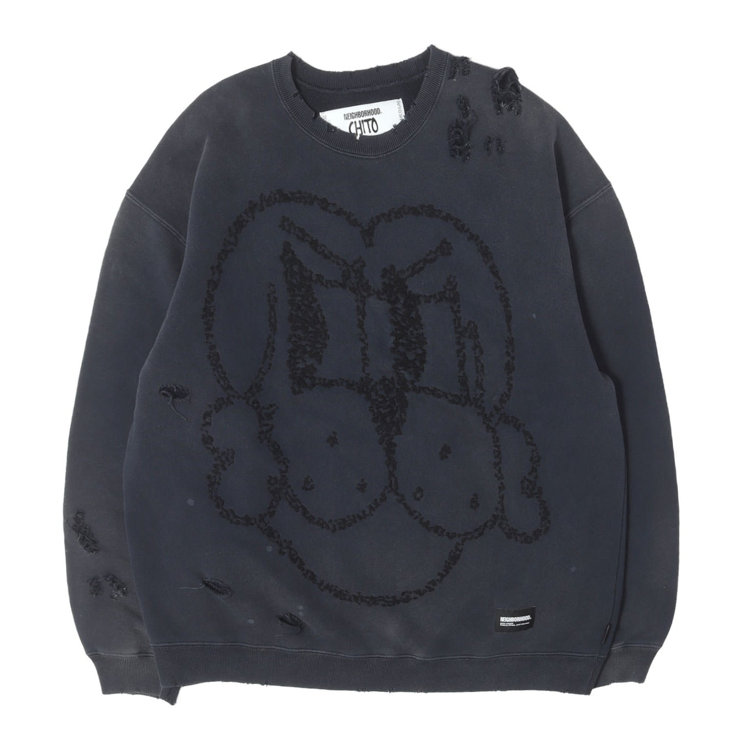 25AW ×CHITO サベージ加工 グラフィック刺繍 スウェット(SAVAGE SWEAT SHIRT LS)