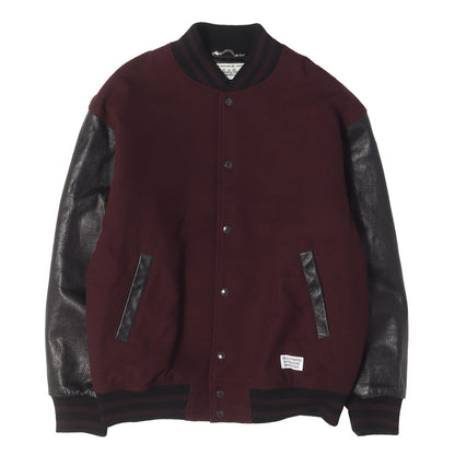 23SS 袖レザー メルトンウール スタジャン / バーシティ ジャケット(LEATHER VARSITY JACKET)