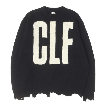 22AW ダメージ加工 CLFロゴ オーバーサイズ ウールニット(KNIT / CLF)