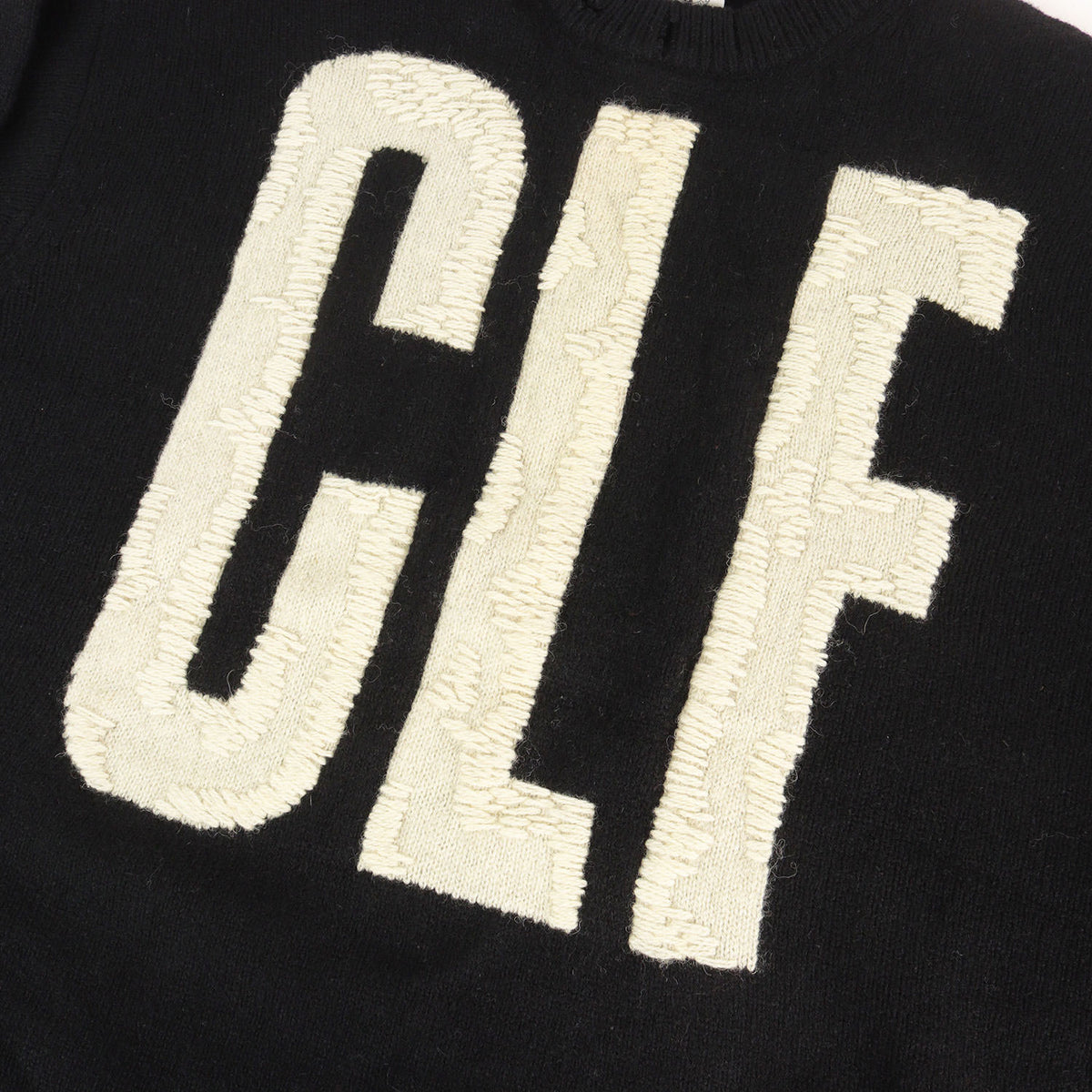 22AW ダメージ加工 CLFロゴ オーバーサイズ ウールニット(KNIT / CLF)