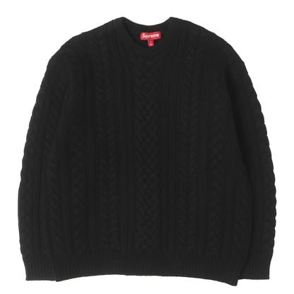 23AW ビッグロゴ ケーブル編み ウールニット セーター(Appliqu Cable Knit Sweater)
