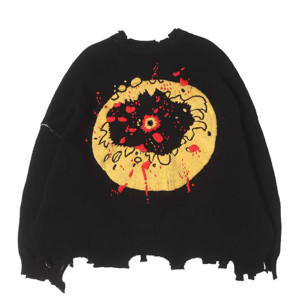 24AW ✕Cactus Plant Flea Market ダメージ加工 ワイド ウールニット(SMILE CP_CREW KNT)
