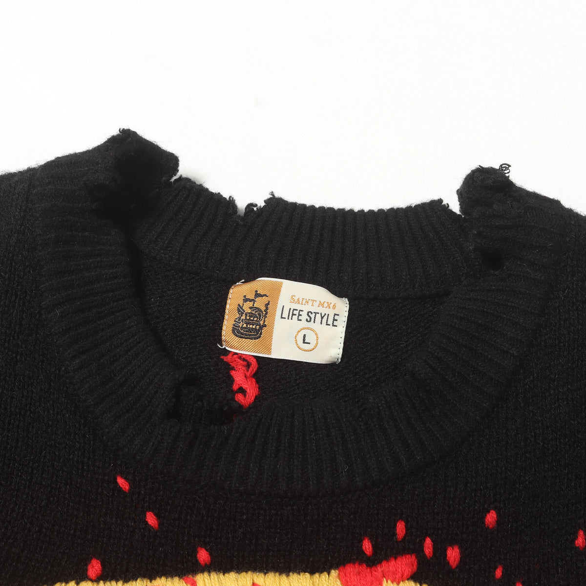 24AW ✕Cactus Plant Flea Market ダメージ加工 ワイド ウールニット(SMILE CP_CREW KNT)