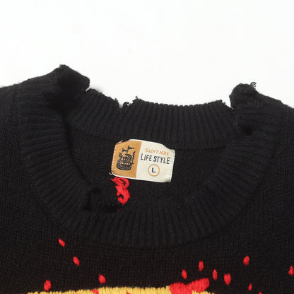 24AW ✕Cactus Plant Flea Market ダメージ加工 ワイド ウールニット(SMILE CP_CREW KNT)