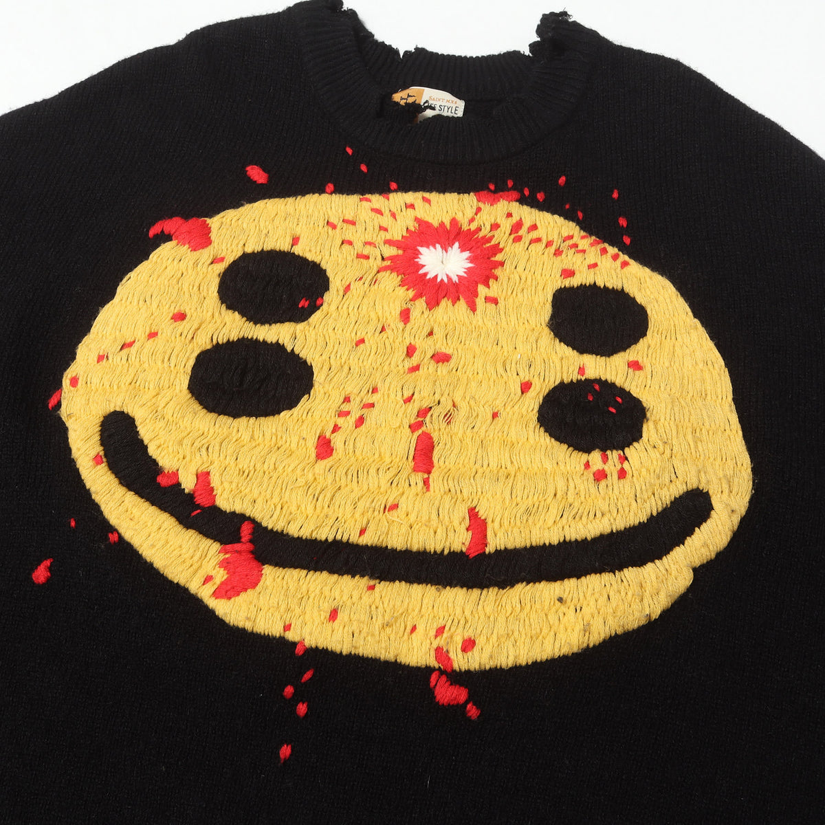24AW ✕Cactus Plant Flea Market ダメージ加工 ワイド ウールニット(SMILE CP_CREW KNT)