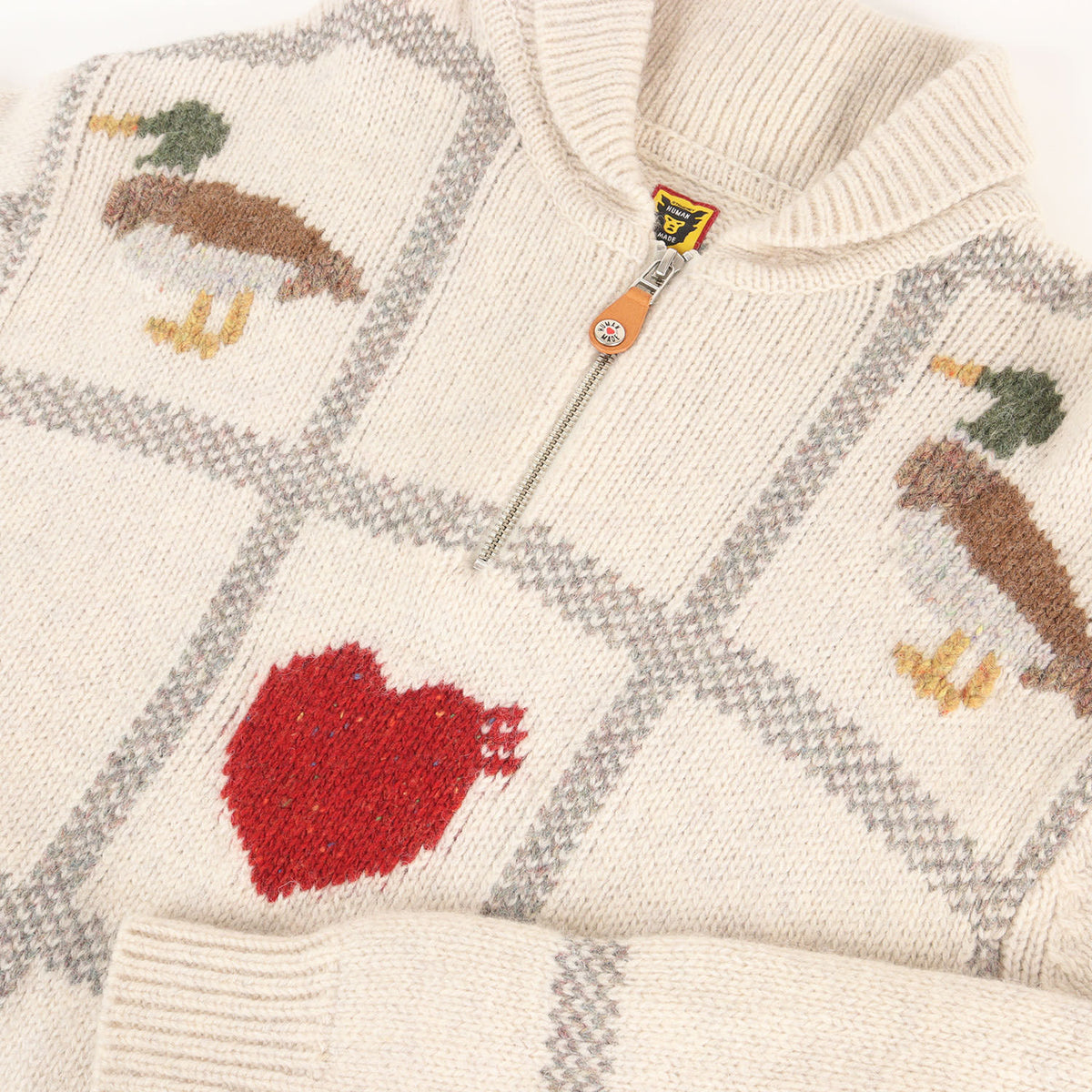 24AW ダック&ハート ハーフジップ ニット セーター(Animal Half-Zip Knit Sweater)