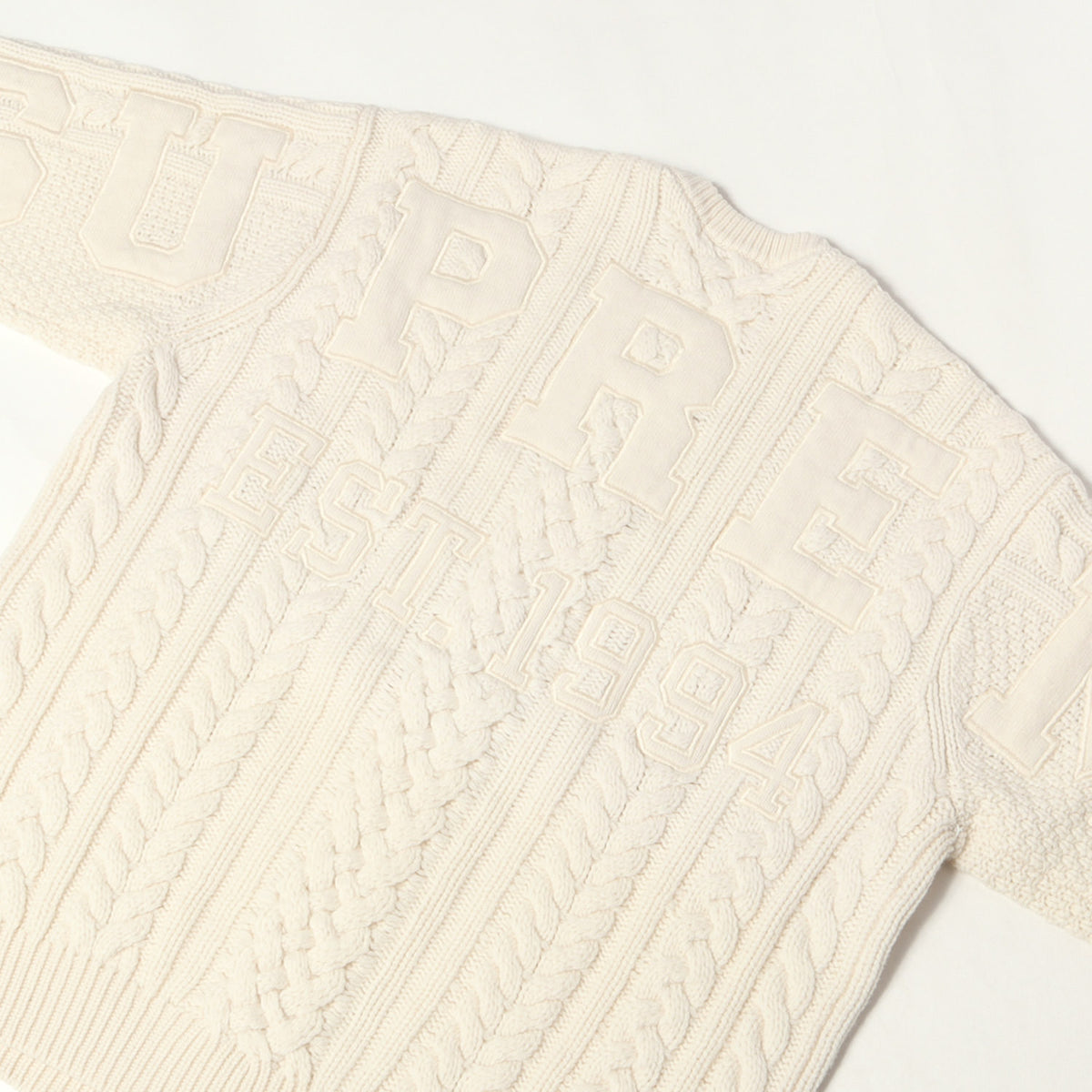 23AW ビッグロゴ ケーブル編み ウールニット セーター(Appliqu Cable Knit Sweater)