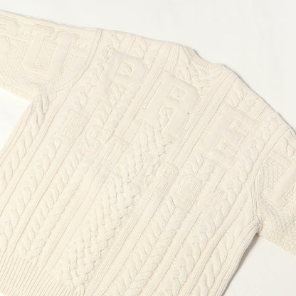 23AW ビッグロゴ ケーブル編み ウールニット セーター(Appliqu Cable Knit Sweater)