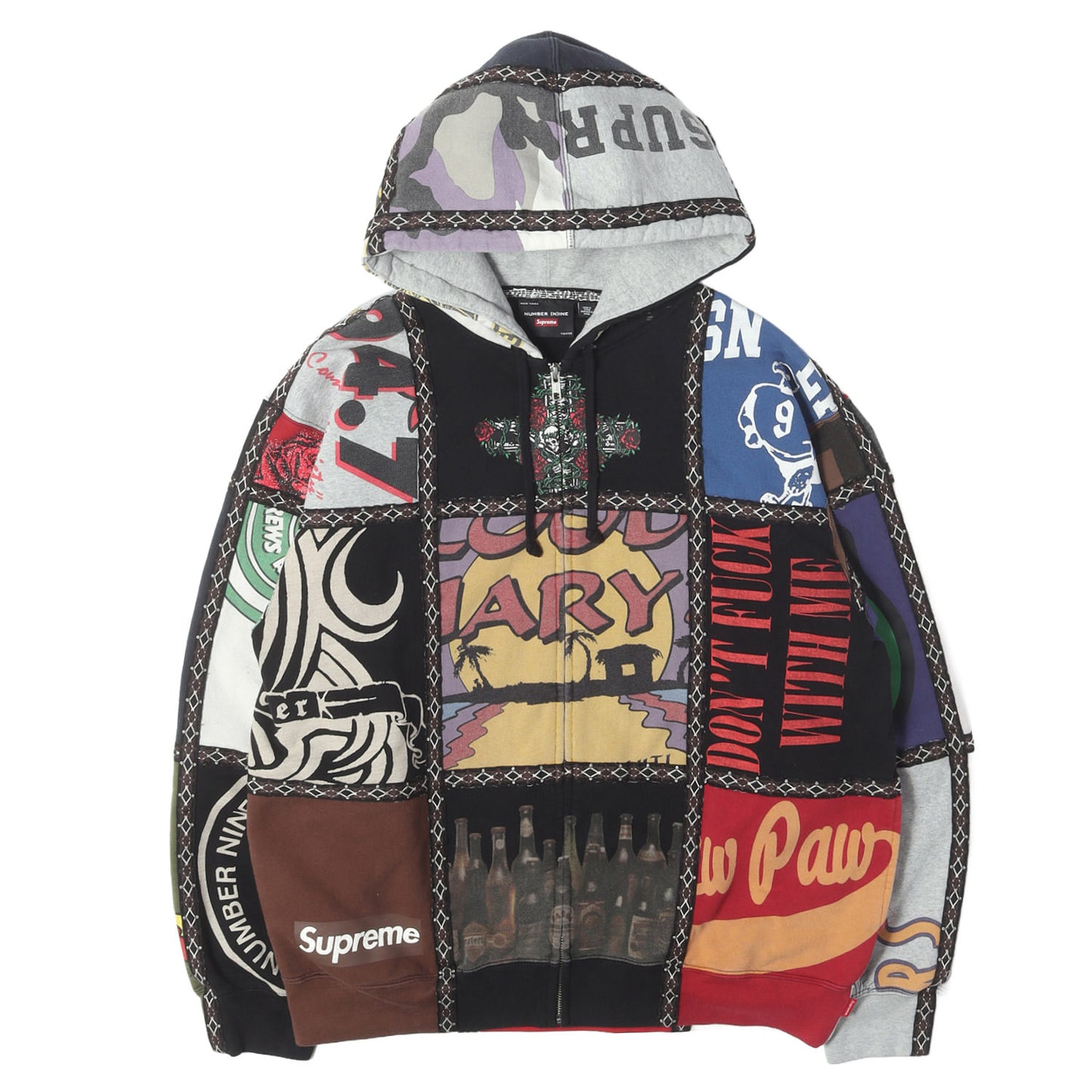 25AW ×NUMBER (N)INE パッチワーク フルジップ スウェットパーカー(Patchwork Zip Up Hooded Sweatshirt)
