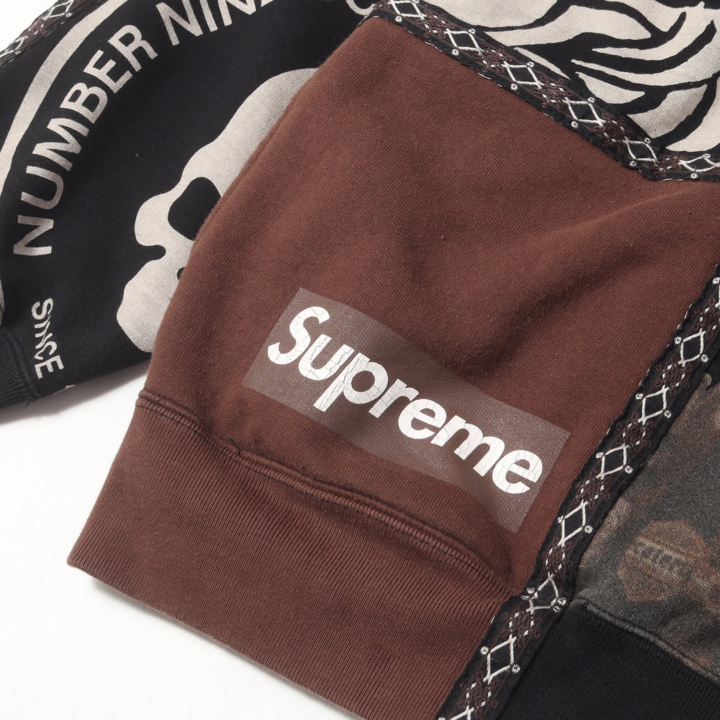 25AW ×NUMBER (N)INE パッチワーク フルジップ スウェットパーカー(Patchwork Zip Up Hooded Sweatshirt)