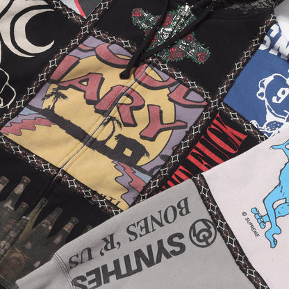 25AW ×NUMBER (N)INE パッチワーク フルジップ スウェットパーカー(Patchwork Zip Up Hooded Sweatshirt)