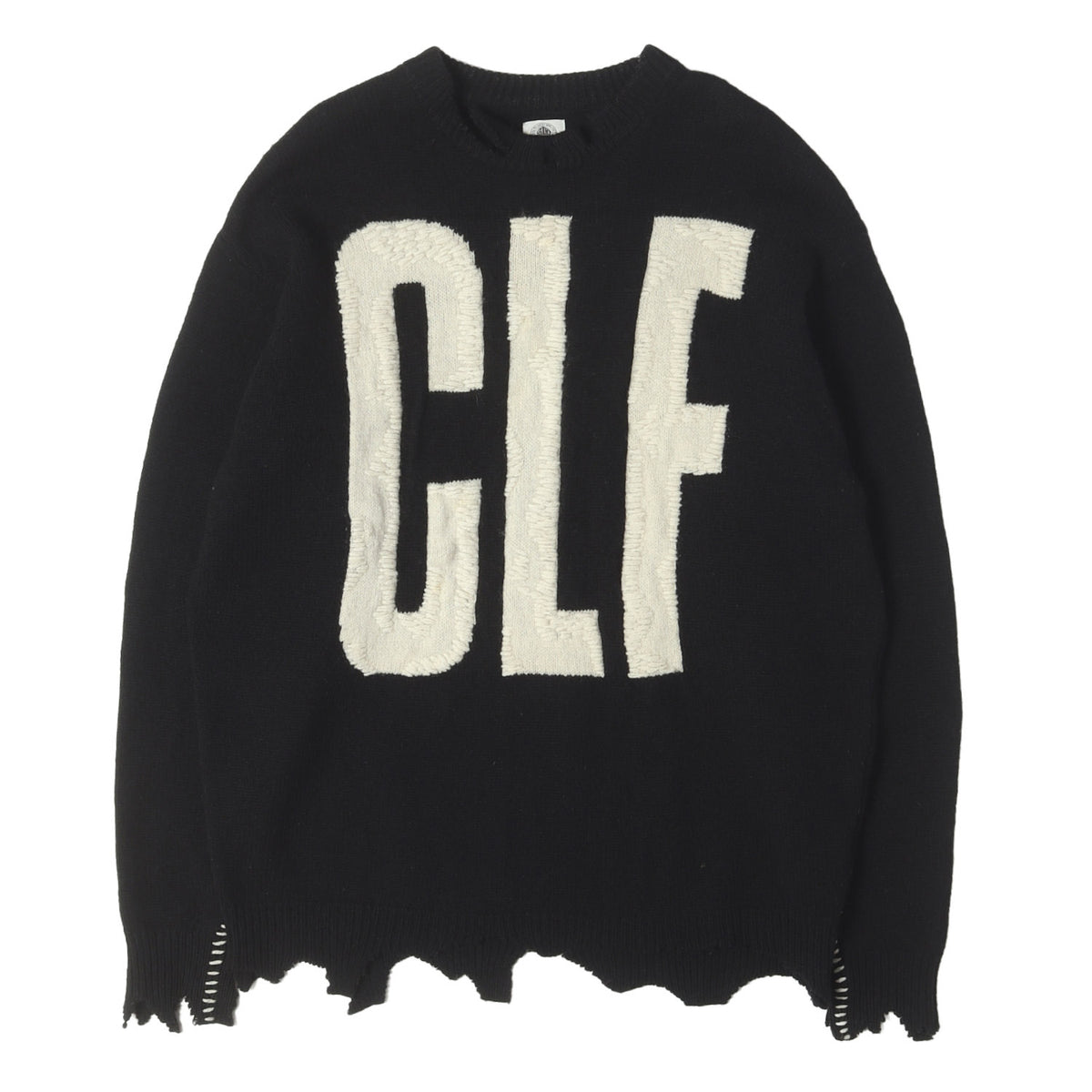 22AW ダメージ加工 CLFロゴ オーバーサイズ ウールニット(KNIT / CLF)