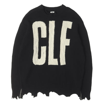 22AW ダメージ加工 CLFロゴ オーバーサイズ ウールニット(KNIT / CLF)