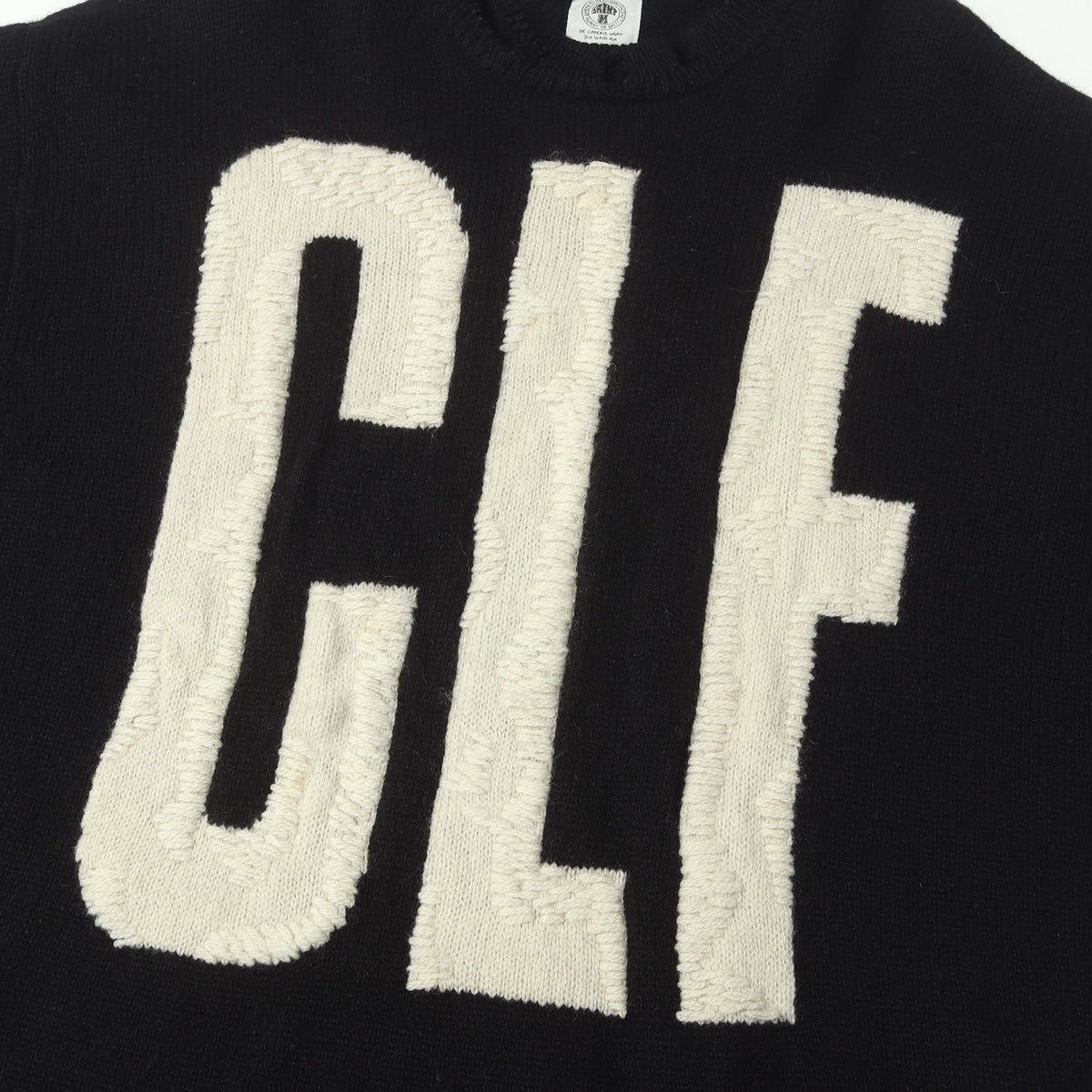 22AW ダメージ加工 CLFロゴ オーバーサイズ ウールニット(KNIT / CLF)