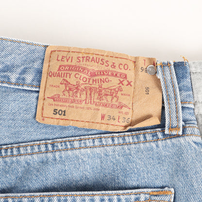 再構築 Levi's 501 デニムパンツ / NIKE スウェットパンツ ドッキング ワイドパンツ(3099 Over Jogging Jeans)