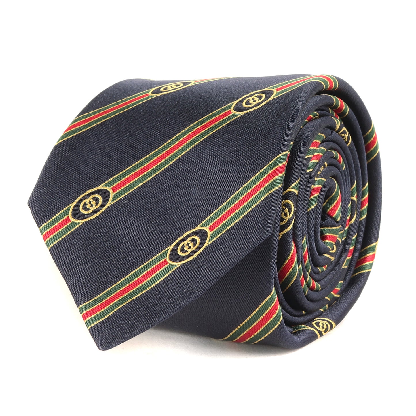 現行タグ インターロッキング GG レジメンタル ウェブライン シルク ネクタイ (321570 4E009)