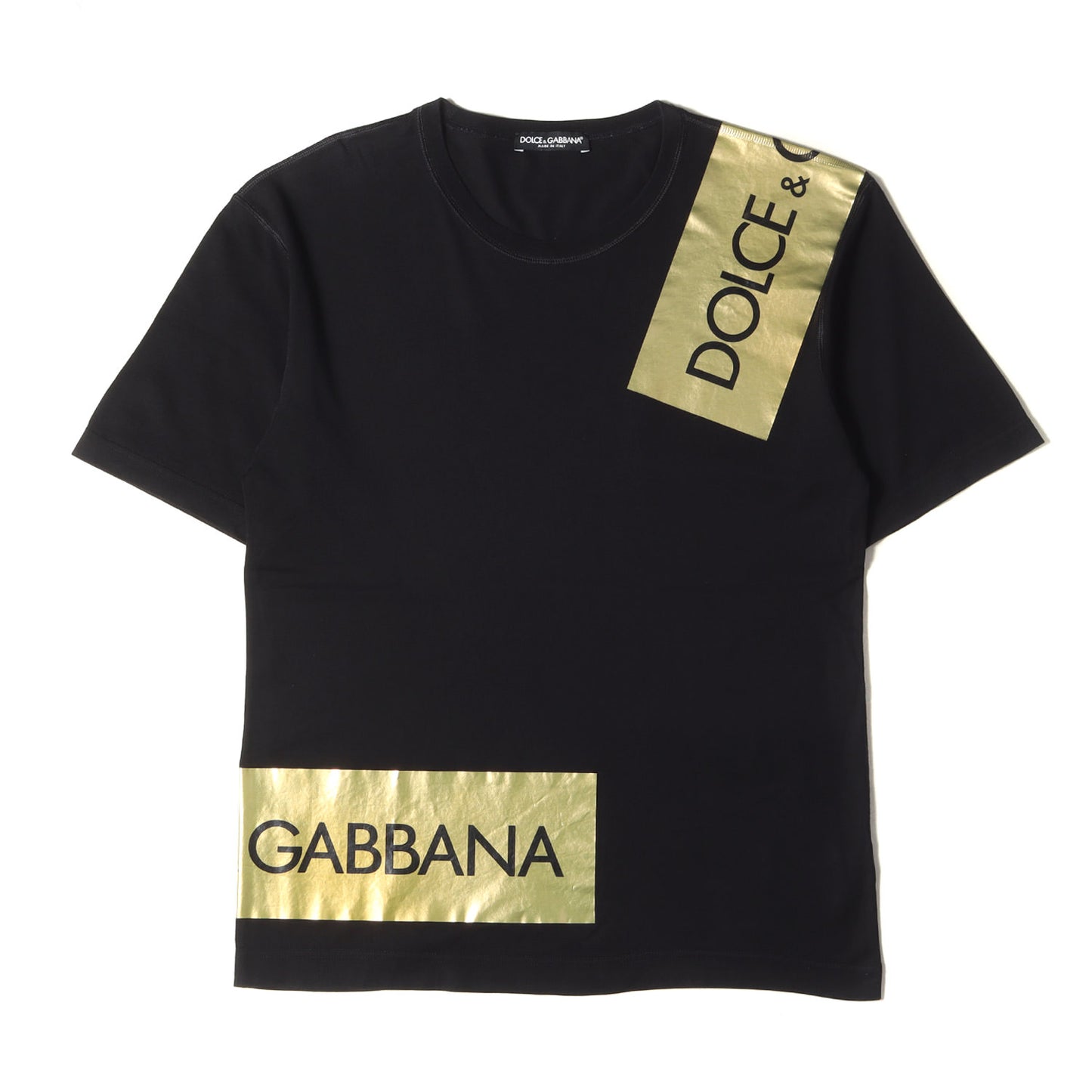 DOLCE&GABBANA (ドルチェ&ガッバーナ) ロゴ テープ 箔プリント Tシャツ 