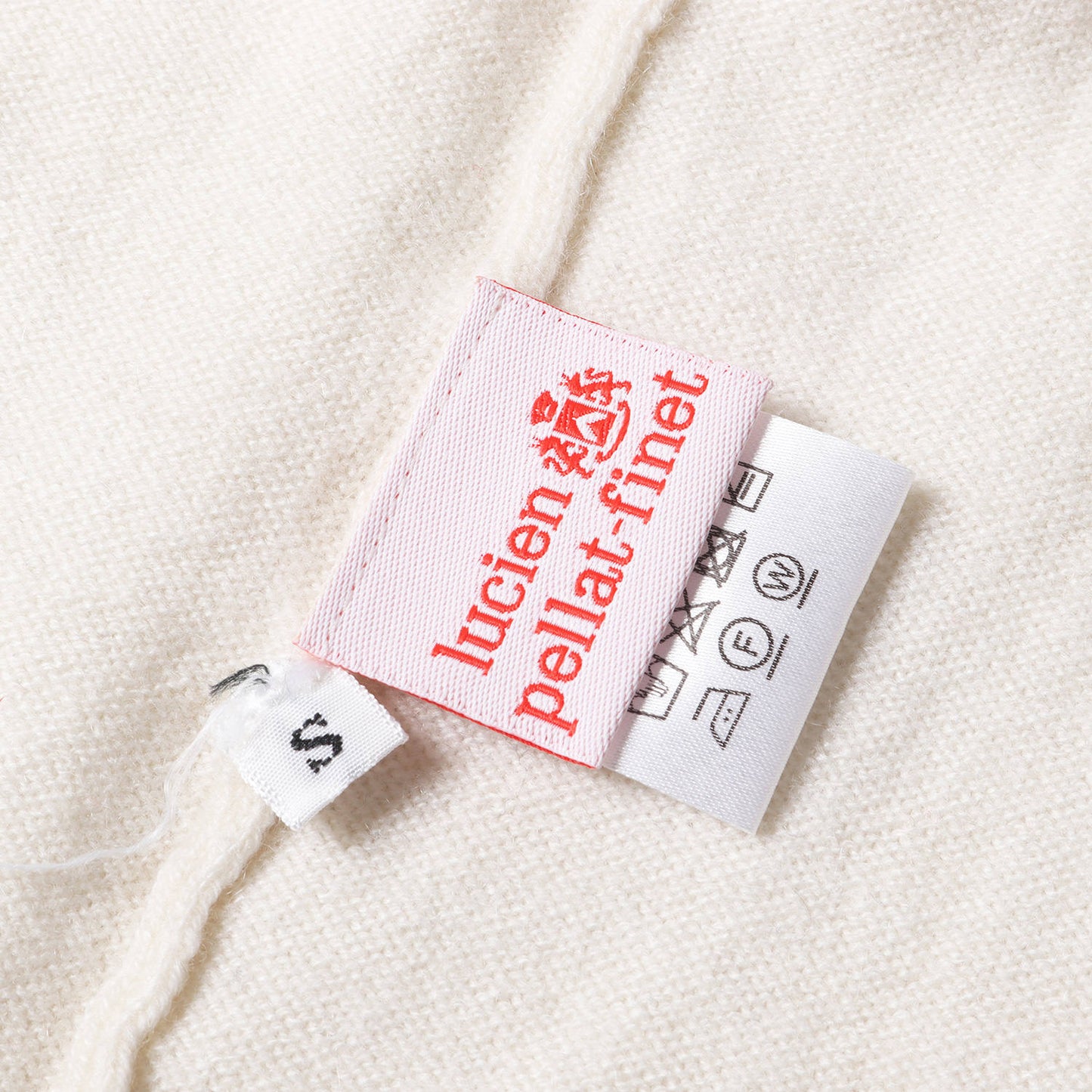 ワンポイント ラインストーン スカル 刺繍 カシミヤ ウール ハイゲージ ニット / セーター プルオーバー