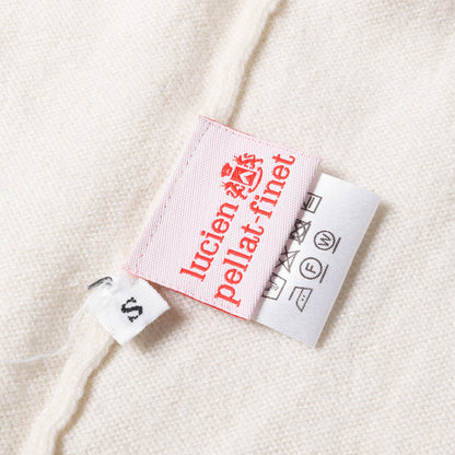 ワンポイント ラインストーン スカル 刺繍 カシミヤ ウール ハイゲージ ニット / セーター プルオーバー