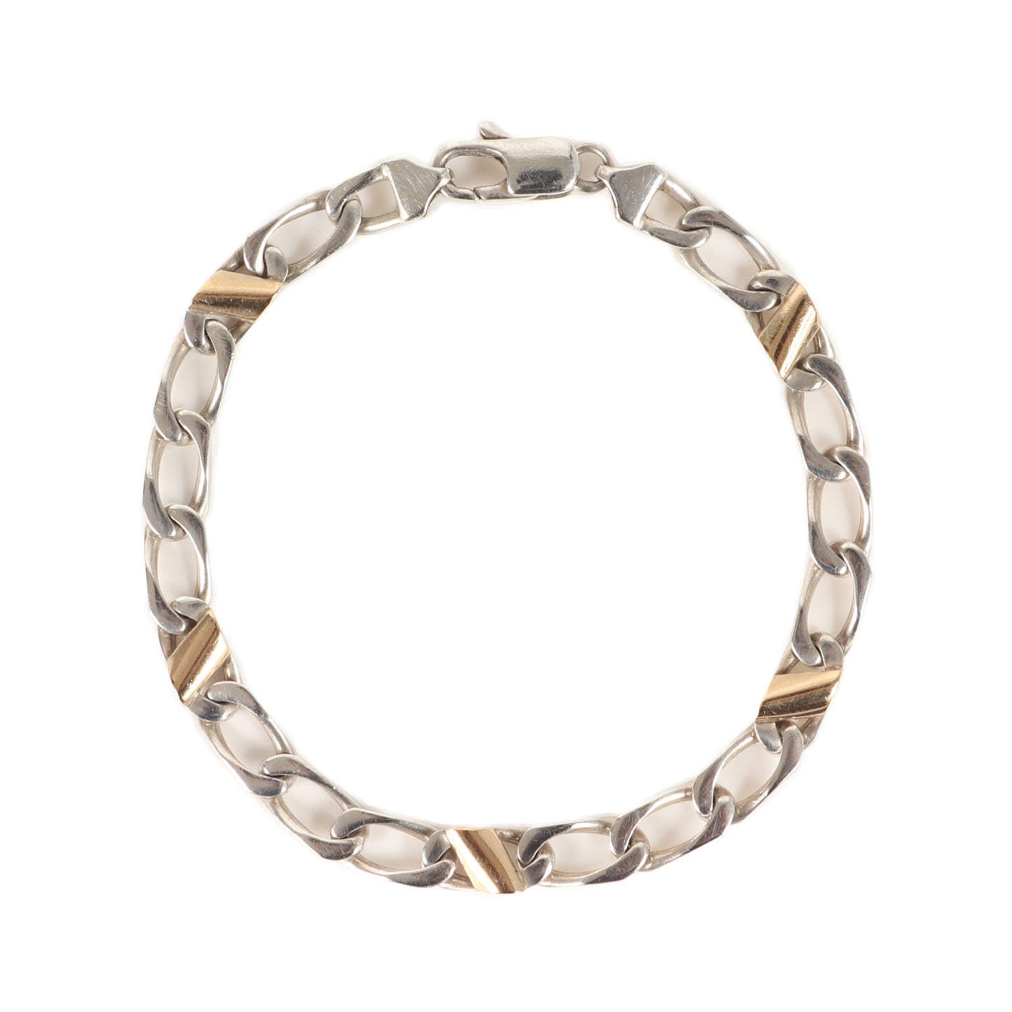 フィガロ チェーン リンク コンビ ブレスレット (Figaro Link Bracelet) / ヴィンテージ オールド シルバー925 AU750 K18 ゴールド