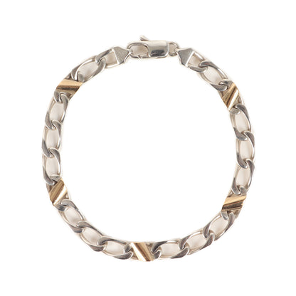 フィガロ チェーン リンク コンビ ブレスレット (Figaro Link Bracelet) / ヴィンテージ オールド シルバー925 AU750 K18 ゴールド